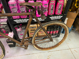 1890's Vtg Boys Bicycle Wood Wheel Skip tooth Antique Man Cave Fixed Gear Seat