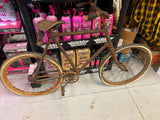 1890's Vtg Boys Bicycle Wood Wheel Skip tooth Antique Man Cave Fixed Gear Seat