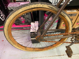 1890's Vtg Boys Bicycle Wood Wheel Skip tooth Antique Man Cave Fixed Gear Seat