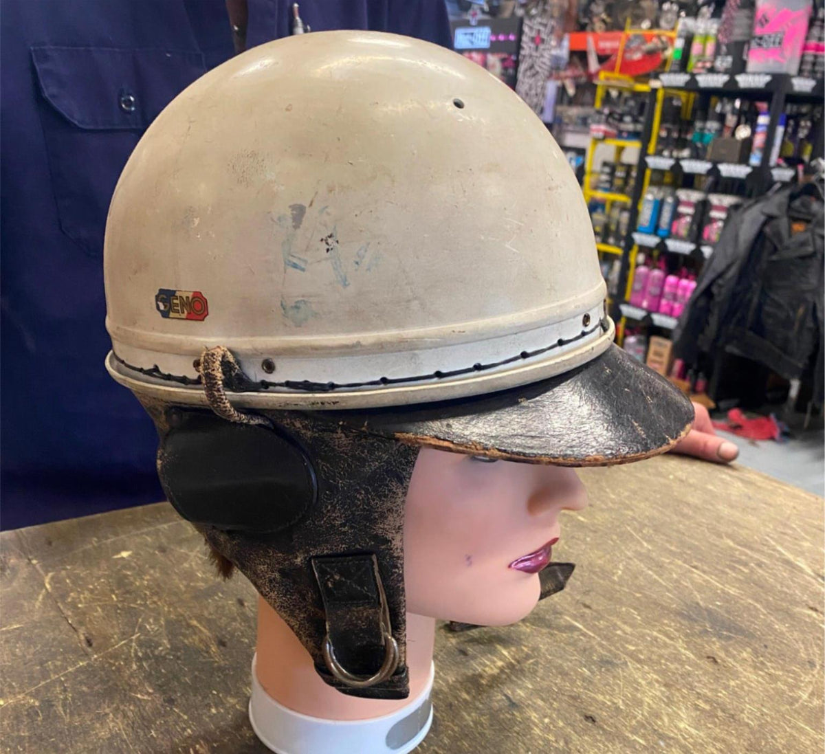 Vtg Geno Paris 1/2 Helmet Motorcycle Race Car Grand prix Ducati Bugatt –