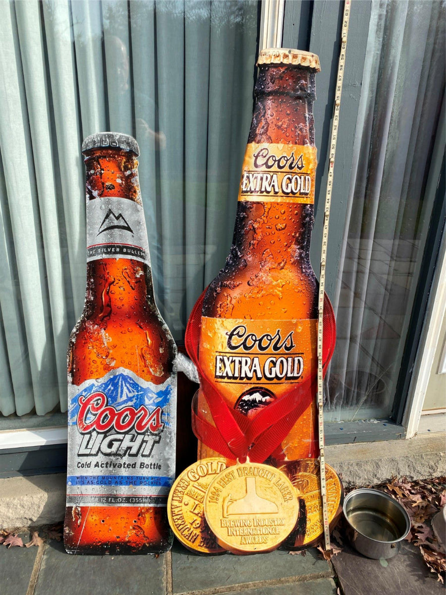 Vtg Coors Extra Gold Tin Beer Sign advertising 58