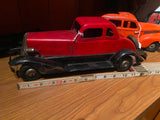 Vtg 1930's Girard Hoge Fire Chief Siren Coupe Wind-up Pressed Tin Toy Car Antiqu