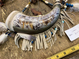Bradford Exch Sacred Sentinels Dream Gaurdians Wolf Powder Horn Native American