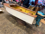 Vtg dolfin wood boat evinrude Motor battery Operated  japan Toy 15" 50's surviv