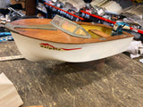 Vtg dolfin wood boat evinrude Motor battery Operated  japan Toy 15" 50's surviv