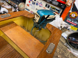 Vtg dolfin wood boat evinrude Motor battery Operated  japan Toy 15" 50's surviv