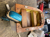 Vtg dolfin wood boat evinrude Motor battery Operated  japan Toy 15" 50's surviv