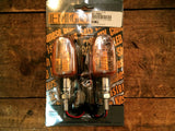 MINI MOTORCYCLE TURN SIGNALS Universal Polished Amber Lens Dual Filament Harley