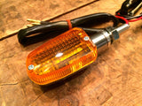 MINI MOTORCYCLE TURN SIGNALS Universal Polished Amber Lens Dual Filament Harley