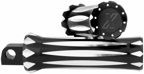 Xtreme Machine V Cut Black Contrast Footpegs Harley Softail Highw Sportster Dyna