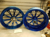 PM Performance Machine Custom Wheels Harley Chopper 18x8.5 3.5x18 Softail Blue