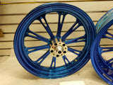PM Performance Machine Custom Wheels Harley Chopper 18x8.5 3.5x18 Softail Blue