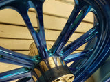 PM Performance Machine Custom Wheels Harley Chopper 18x8.5 3.5x18 Softail Blue