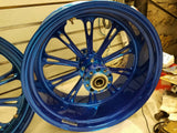 PM Performance Machine Custom Wheels Harley Chopper 18x8.5 3.5x18 Softail Blue