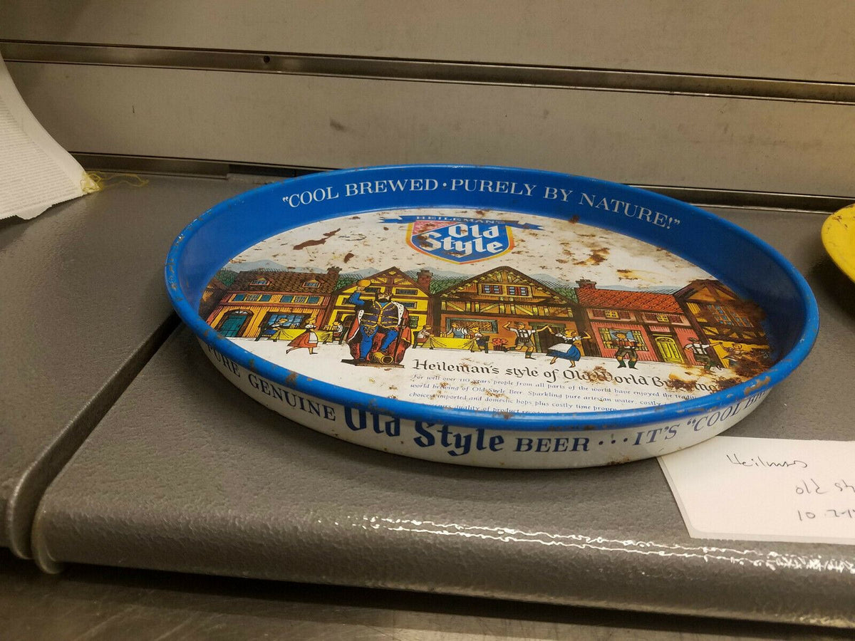 Heilemans Old Style Beer Serving Tray Vintage Advertising 12" Antique
