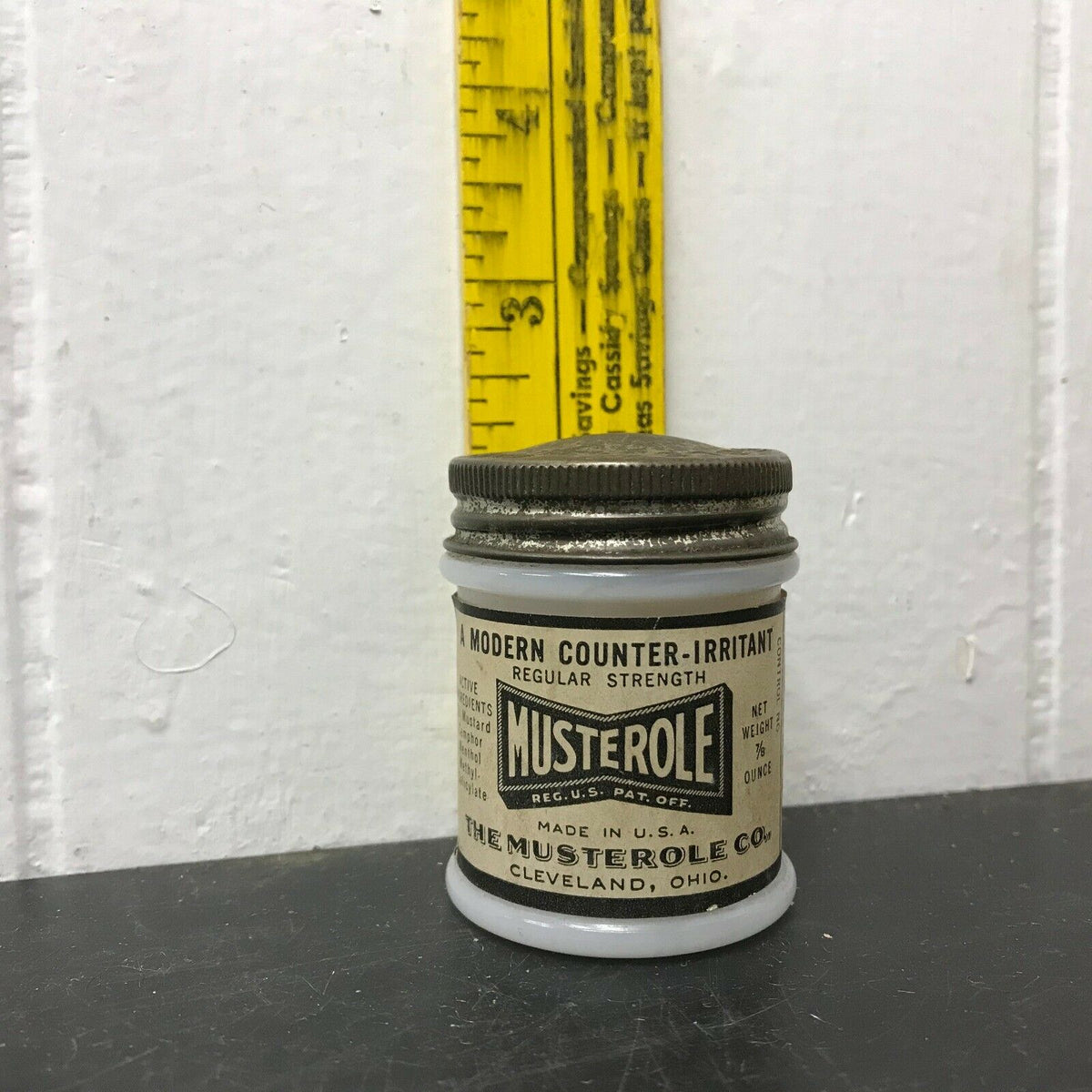 Antique Musterole Milk Glass Jars with Tin Lids