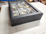 Glass & leather case that fits & has 24 watches Rosra Mingro Tiedan Quartz more