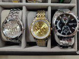Glass & leather case that fits & has 24 watches Rosra Mingro Tiedan Quartz more