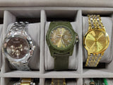 Glass & leather case that fits & has 24 watches Rosra Mingro Tiedan Quartz more