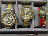 Glass & leather case that fits & has 24 watches Rosra Mingro Tiedan Quartz more
