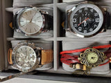 Glass & leather case that fits & has 24 watches Rosra Mingro Tiedan Quartz more