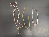 Gorgeous Lot of 3 Women's Necklaces Faux Gold Pearl Flower Pendant Classy
