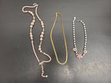 Gorgeous Lot of 3 Women's Necklaces Faux Gold Pearl Flower Pendant Classy