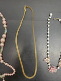 Gorgeous Lot of 3 Women's Necklaces Faux Gold Pearl Flower Pendant Classy