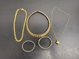 Gorgeous Lot of 3 Women's Necklaces & 2 Bracelets Gold Heart Pendant PresentNice