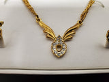 Gorgeous Matching Set Women's Gold/Diamond Necklace Wristwatch & Earrings Gift!!