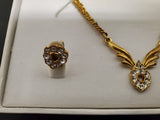 Gorgeous Matching Set Women's Gold/Diamond Necklace Wristwatch & Earrings Gift!!