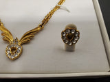 Gorgeous Matching Set Women's Gold/Diamond Necklace Wristwatch & Earrings Gift!!