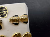 Gorgeous Lot of 6 Women's Genuine Diamond Dust Earrings Gold Diamond Classy Nice