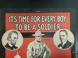 Antique USA 1917 WW1 Sheet Music It's Time For Every Boy To Be A Soldier Ballad