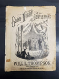 Antique 1880 Sheet Music Good Night Gentle Folks Very Old Collectible Rare Music