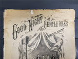 Antique 1880 Sheet Music Good Night Gentle Folks Very Old Collectible Rare Music