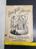 Antique 1880 Sheet Music Good Night Gentle Folks Very Old Collectible Rare Music