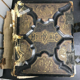 ANTIQUE LARGE BIBLE MATRIMONY 1867 SAMUEL & AMANDA PROFFITT BRASS CLASP RELIGION