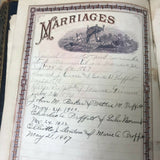 ANTIQUE LARGE BIBLE MATRIMONY 1867 SAMUEL & AMANDA PROFFITT BRASS CLASP RELIGION