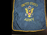 VINTAGE WWII UNITED STATES ARMY PILLOW COVER SATIN BLUE GOLD ROPE COLLECTIBLE US