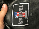 GRAY/BLACK KNIEVEL CYCLES MOTORCYCLE CHAPS W/POCKETS MEN XS LEATHER RARE DISC.