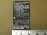 NOS Replacement Frame Decal Emission Sticker Harley FXD 1340 OEM Dyna Glide