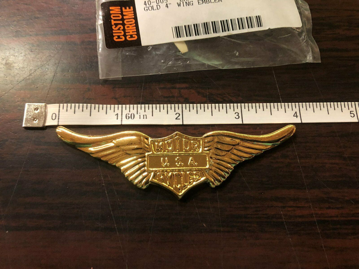 Gold emblem usa gold motorcycle harley wings bar shield handlebar