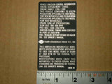 NOS Original Frame Decal Emission Sticker Harley FLH Shovel 1340 OEM 1983 - 1985