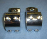 Pair 1 1/2 Chrome 3 Piece Clamps Highway Crash Bar footpegs Pegs Motorcycle cust