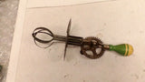 Antique Kitchen Ware Depression Era Green Wood Handle Chopper Opener Egg Beater