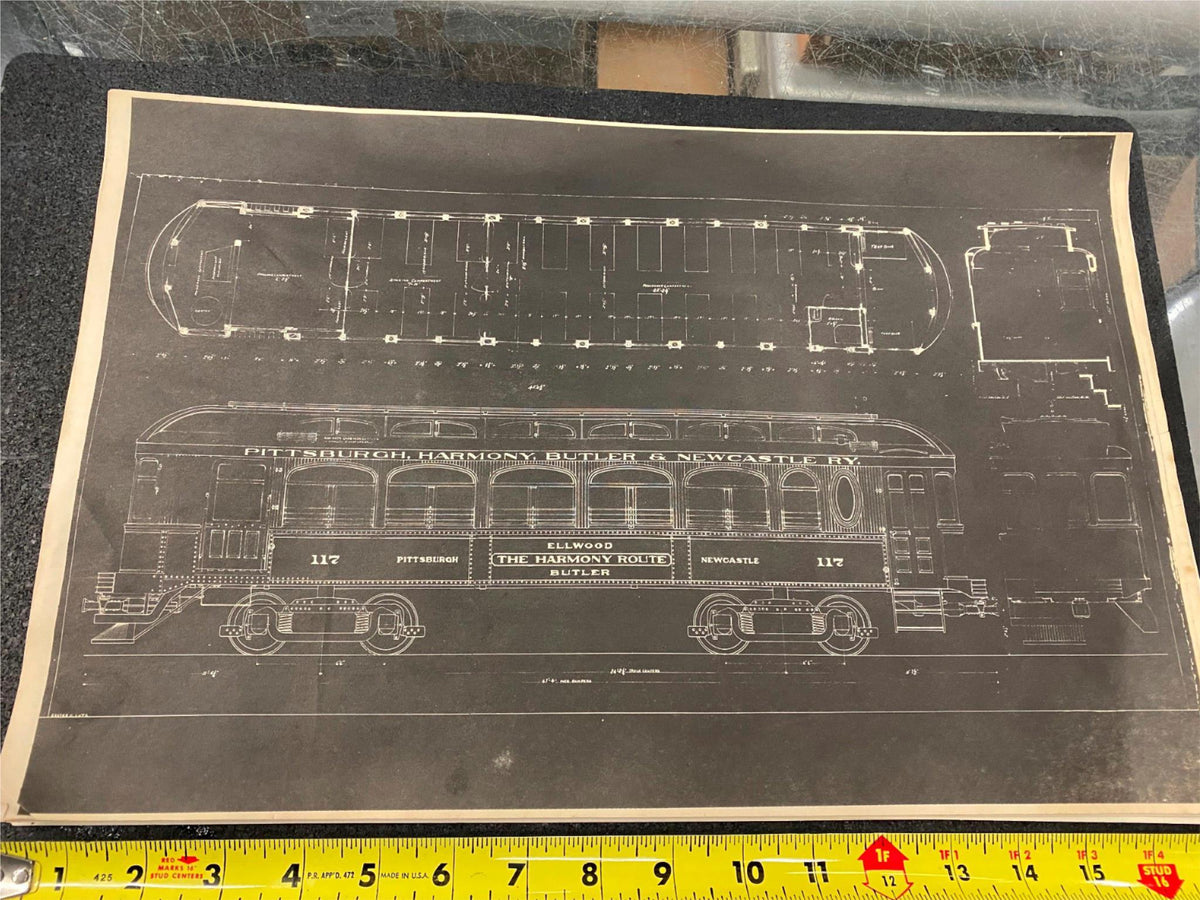 1920's Blueprint Pittsburgh Butler Harmony PRR Vintage Trains 