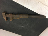 Vintage/antique adjustable/Monkey/pipe/wooden handle 15" wrench/collectable tool