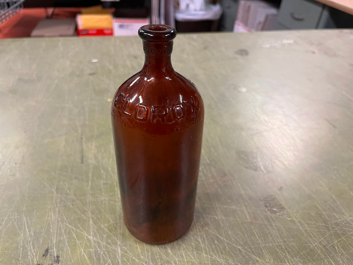 Vintage Clorox Amber Glass 16 Ounce Bottle w/ Rubber Stopper – Williamsburg  Antique Mall