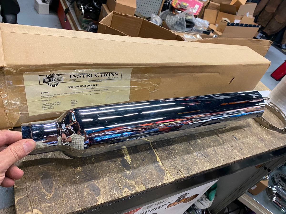 Chrome Muffler Heat Shield Screamin Eagle Harley Touring FLH BAgger Gl